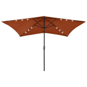Regenschirm mit LED und Terrakotta-Stahlstange 2x3 m von vidaXL, Sonnenschirme - Ref: Foro24-313791, Preis: 67,03 €, Rabatt: %