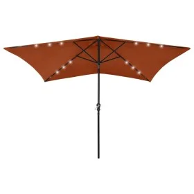 Umbrella with LED and terracotta steel pole 2x3 m by vidaXL, Umbrellas - Ref: Foro24-313791, Price: 65,92 €, Discount: %