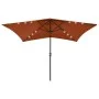 Sombrilla con LED y poste de acero terracota 2x3 m de vidaXL, Sombrillas - Ref: Foro24-313791, Precio: 65,92 €, Descuento: %