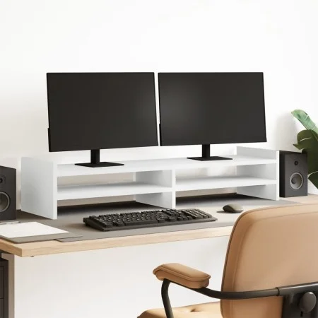 Solid white pine wood monitor stand 100x27x20 cm by , Computer bases and risers - Ref: Foro24-854787, Price: 32,83 €, Discoun...
