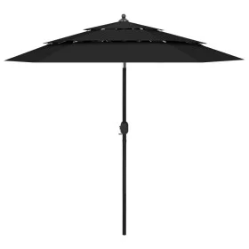 3-level black umbrella with 2.5m aluminum pole by vidaXL, Umbrellas - Ref: Foro24-313866, Price: 57,46 €, Discount: %