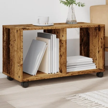 Aged engineered wood rolling cabinet 72x33x42.5 cm by , Side tables - Ref: Foro24-853144, Price: 41,82 €, Discount: %