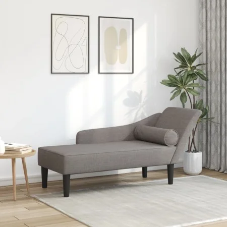 Chaiselongue-Sofa mit Kissen aus grauem Taupe-Stoff. von , Tagesbetten - Ref: Foro24-4007601, Preis: 174,47 €, Rabatt: %