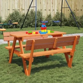 Picnic table for 4 children with umbrella hole made of fir wood. by , Garden tables - Ref: Foro24-4008986, Price: 111,09 €, D...