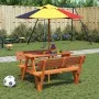 Mesa de picnic para 4 niños agujero para sombrilla madera abeto de , Mesas de jardín - Ref: Foro24-4008986, Precio: 111,09 €,...