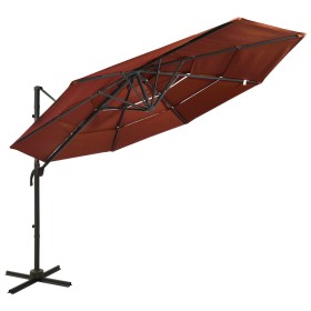 4-stufiger Sonnenschirm mit terrakottafarbenem Aluminiummast 3x3 m von vidaXL, Sonnenschirme - Ref: Foro24-313833, Preis: 195...