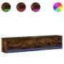 Wall-mounted TV unit with LED smoked oak 180x31x38 cm by , TV Furniture - Ref: Foro24-3307951, Price: 129,23 €, Discount: %