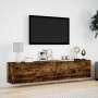 Mueble de TV de pared con LED roble ahumado 180x31x38 cm de , Muebles TV - Ref: Foro24-3307951, Precio: 134,90 €, Descuento: %
