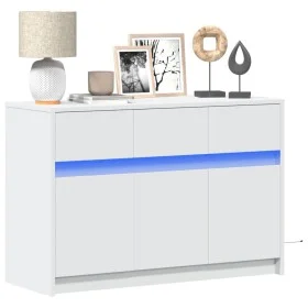 TV stand with LED made of white engineered wood 91x34x61 cm by , TV Furniture - Ref: Foro24-852180, Price: 102,26 €, Discount: %