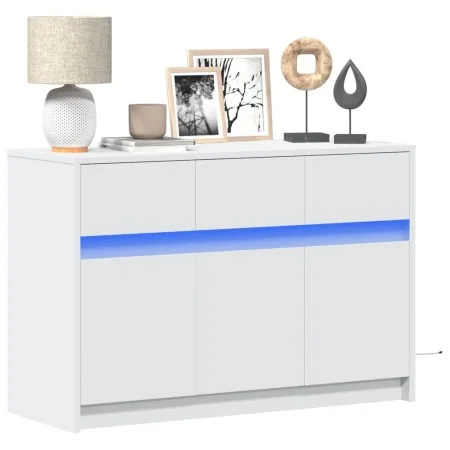 TV-Möbel mit LED-Beleuchtung aus weißem Ingenieurholz 91x34x61 cm von , TV-Möbel - Ref: Foro24-852180, Preis: 102,26 €, Rabat...