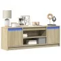 LED TV stand in Sonoma oak engineered wood 139.5x34x50 cm by , TV Furniture - Ref: Foro24-852196, Price: 98,64 €, Discount: %