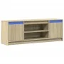 LED TV stand in Sonoma oak engineered wood 139.5x34x50 cm by , TV Furniture - Ref: Foro24-852196, Price: 98,64 €, Discount: %