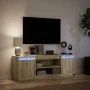 LED TV stand in Sonoma oak engineered wood 139.5x34x50 cm by , TV Furniture - Ref: Foro24-852196, Price: 98,64 €, Discount: %