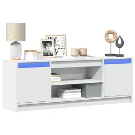 TV-Möbel mit LED-Beleuchtung aus weißem Ingenieurholz 139,5x34x50 cm von , TV-Möbel - Ref: Foro24-852194, Preis: 99,33 €, Rab...