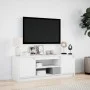 TV stand with LED lights, engineered wood, white, 139.5x34x50 cm by , TV Furniture - Ref: Foro24-852194, Price: 99,33 €, Disc...