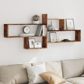 Aged engineered wood wall shelf 167.5x18x68 cm by , Shelves and shelves - Ref: Foro24-853324, Price: 46,28 €, Discount: %