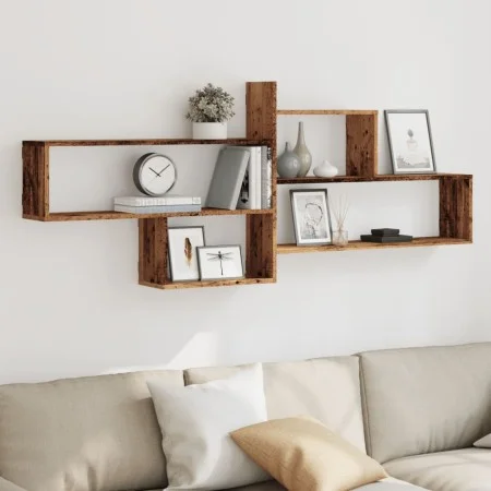 Aged engineered wood wall shelf 167.5x18x68 cm by , Shelves and shelves - Ref: Foro24-853324, Price: 45,53 €, Discount: %