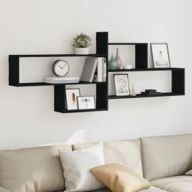 Engineered wood black wall shelf 167.5x18x68 cm by , Shelves and shelves - Ref: Foro24-853318, Price: 49,86 €, Discount: %