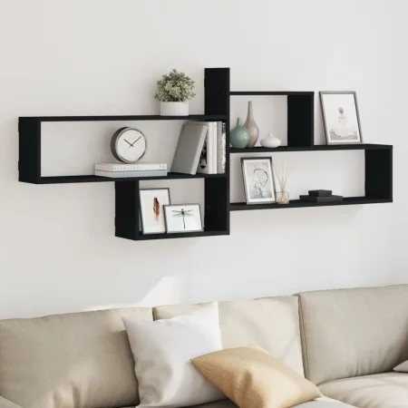 Engineered wood black wall shelf 167.5x18x68 cm by , Shelves and shelves - Ref: Foro24-853318, Price: 49,86 €, Discount: %