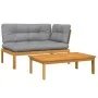Garden pallet sofa set with 2 acacia wood cushions. by , Outdoor sofas - Ref: Foro24-3324818, Price: 285,20 €, Discount: %
