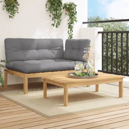 Garten-Palettensofa-Set mit 2 Teilen aus Akazienholz und Kissen. von , Outdoor-Sofas - Ref: Foro24-3324824, Preis: 283,32 €, ...