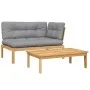 Garden pallet sofa set with 2 acacia wood cushions. by , Outdoor sofas - Ref: Foro24-3324824, Price: 278,97 €, Discount: %