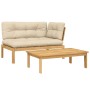 Garden pallet sofa set with 2 acacia wood cushions. by , Outdoor sofas - Ref: Foro24-3324825, Price: 263,11 €, Discount: %