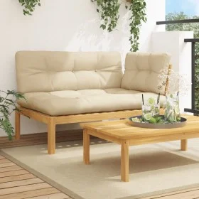 Corner garden pallet sofa with acacia wood cushions by , Outdoor sofas - Ref: Foro24-3324789, Price: 215,94 €, Discount: %