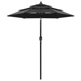 3-stöckiger Regenschirm mit schwarzer Aluminiumstange 2 m von vidaXL, Sonnenschirme - Ref: Foro24-313858, Preis: 47,44 €, Rab...
