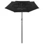 3-level black umbrella with a 2m aluminum pole by vidaXL, Umbrellas - Ref: Foro24-313858, Price: 47,44 €, Discount: %