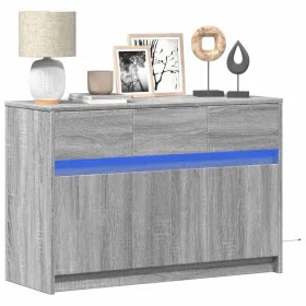 TV-Möbel mit LED-Beleuchtung aus grauem Sonoma-Ingenieurholz, 91x34x61 cm. von , TV-Möbel - Ref: Foro24-852185, Preis: 100,68...
