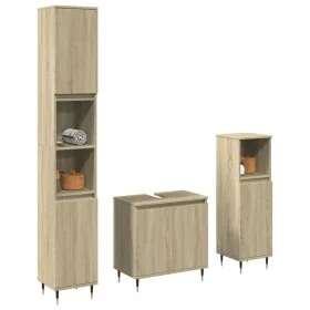 Set de muebles de baño 3 pzas madera contrachapada roble Sonoma by , Bathroom furniture - Ref: Foro24-3307673, Price: 173,76 ...