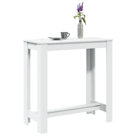 Mesa alta de bar madera ingeniería blanca 102x50x103,5 cm by , Kitchen and dining tables - Ref: Foro24-854409, Price: 73,56 €...