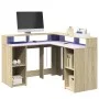 Escritorio con LED madera ingeniería roble Sonoma 130x130x91 cm de , Escritorios - Ref: Foro24-3309449, Precio: 201,71 €, Des...