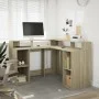 Escritorio con LED madera ingeniería roble Sonoma 130x130x91 cm de , Escritorios - Ref: Foro24-3309449, Precio: 201,71 €, Des...
