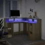 Escritorio con LED madera ingeniería roble Sonoma 130x130x91 cm de , Escritorios - Ref: Foro24-3309449, Precio: 201,71 €, Des...