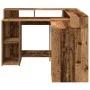 Escritorio con LED madera ingeniería envejecida 130x130x91 cm by , Desks - Ref: Foro24-3309454, Price: 205,20 €, Discount: %