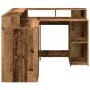 Escritorio con LED madera ingeniería envejecida 130x130x91 cm by , Desks - Ref: Foro24-3309454, Price: 205,20 €, Discount: %