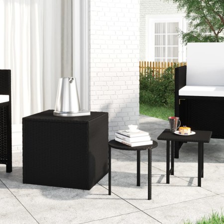 Mesas auxiliares de jardín 3 piezas ratán sintético negro by , Garden tables - Ref: Foro24-3324831, Price: 63,75 €, Discount: %