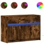 LED TV stand in smoked oak engineered wood, 91x34x61 cm by , TV Furniture - Ref: Foro24-852184, Price: 111,49 €, Discount: %