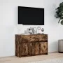 LED TV stand in smoked oak engineered wood, 91x34x61 cm by , TV Furniture - Ref: Foro24-852184, Price: 111,49 €, Discount: %