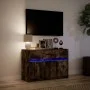 LED TV stand in smoked oak engineered wood, 91x34x61 cm by , TV Furniture - Ref: Foro24-852184, Price: 111,49 €, Discount: %