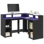 Escritorio con luz LED madera ingeniería negro 130x130x91 cm de , Escritorios - Ref: Foro24-3309448, Precio: 255,77 €, Descue...