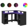 Engineered wood black desk with LED light 130x130x91 cm by , Desks - Ref: Foro24-3309448, Price: 255,79 €, Discount: %