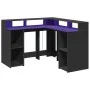 Engineered wood black desk with LED light 130x130x91 cm by , Desks - Ref: Foro24-3309448, Price: 255,79 €, Discount: %
