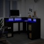 Engineered wood black desk with LED light 130x130x91 cm by , Desks - Ref: Foro24-3309448, Price: 227,50 €, Discount: %