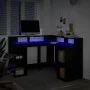 Escritorio con luz LED madera ingeniería negro 130x130x91 cm de , Escritorios - Ref: Foro24-3309448, Precio: 255,77 €, Descue...