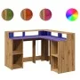 Schreibtisch mit LED-Beleuchtung aus Holz, handgefertigt, 130x130x91 cm. von , Schreibtische - Ref: Foro24-3309455, Preis: 20...