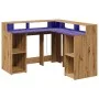 Schreibtisch mit LED-Beleuchtung aus Holz, handgefertigt, 130x130x91 cm. von , Schreibtische - Ref: Foro24-3309455, Preis: 20...