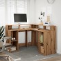 Engineered wood artisan desk with LED light, 130x130x91 cm by , Desks - Ref: Foro24-3309455, Price: 203,81 €, Discount: %